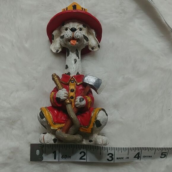 Small Firehouse Dalmation Figurine Whimsical Firefighter Decor - Picture 8 of 8
